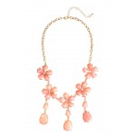 Daisy Bloom Coral Flower Fringe Necklace
